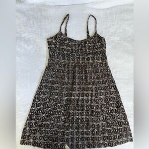 Black brown and white Patterned Dress 100% cotton mid-size midi dress
